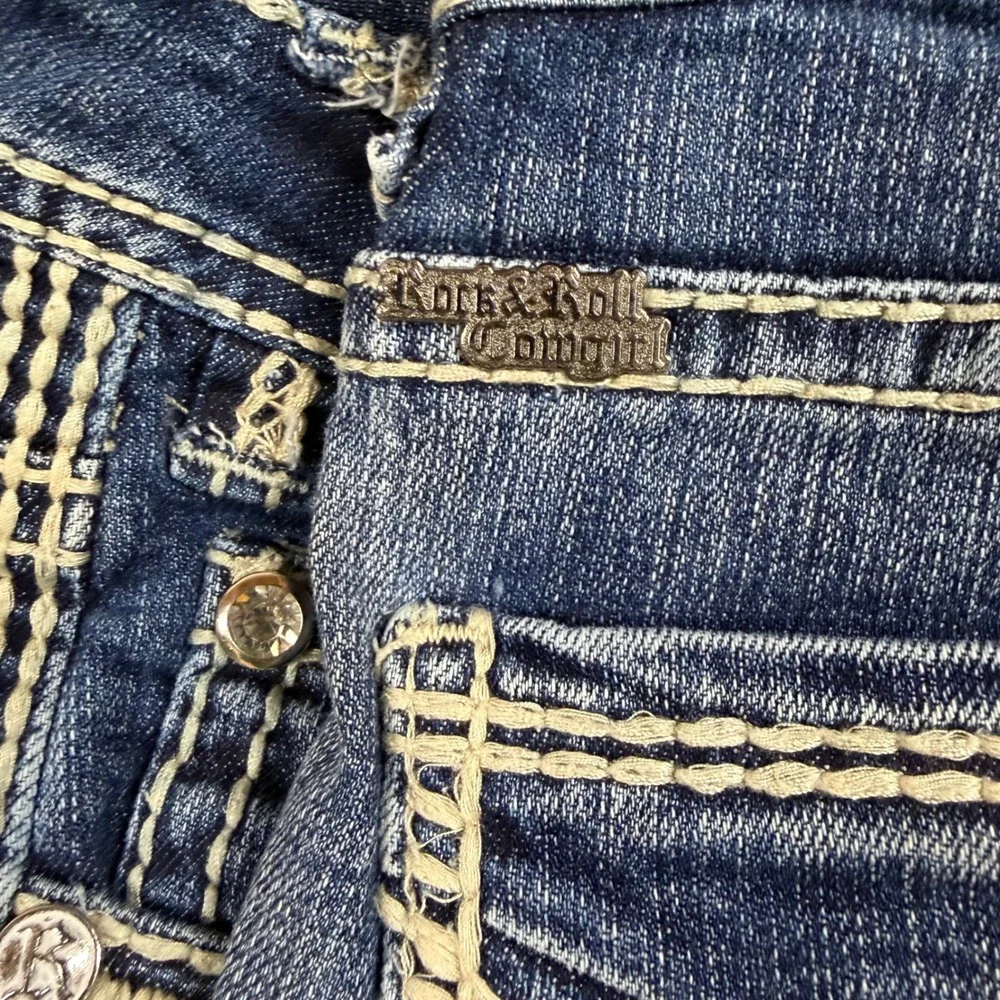 VTG Rock and Roll Cowgirl Riding Jeans 30x36 Measure 34x30 Medium Wash Bootcut - Picture 7 of 8